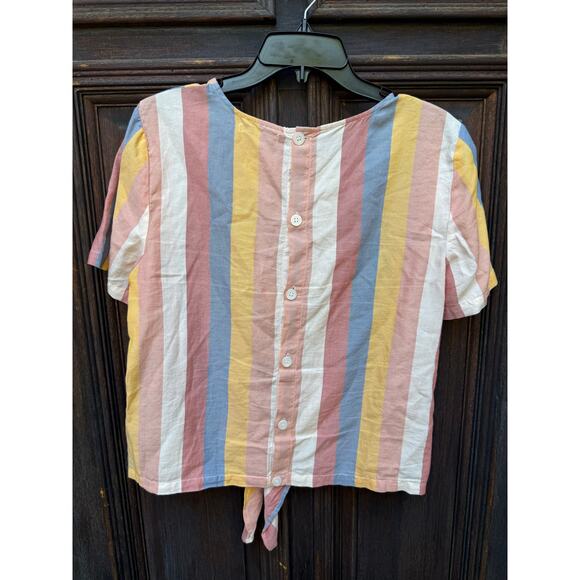 Madewell Multicolor Stripe Tie-Front Cotton Top Size M - Picture 6 of 6